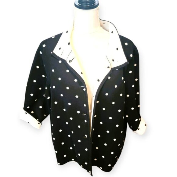 Talbots Jackets & Blazers - Talbots Black and White Polka Dots 3/4 Sleeve Business Jacket